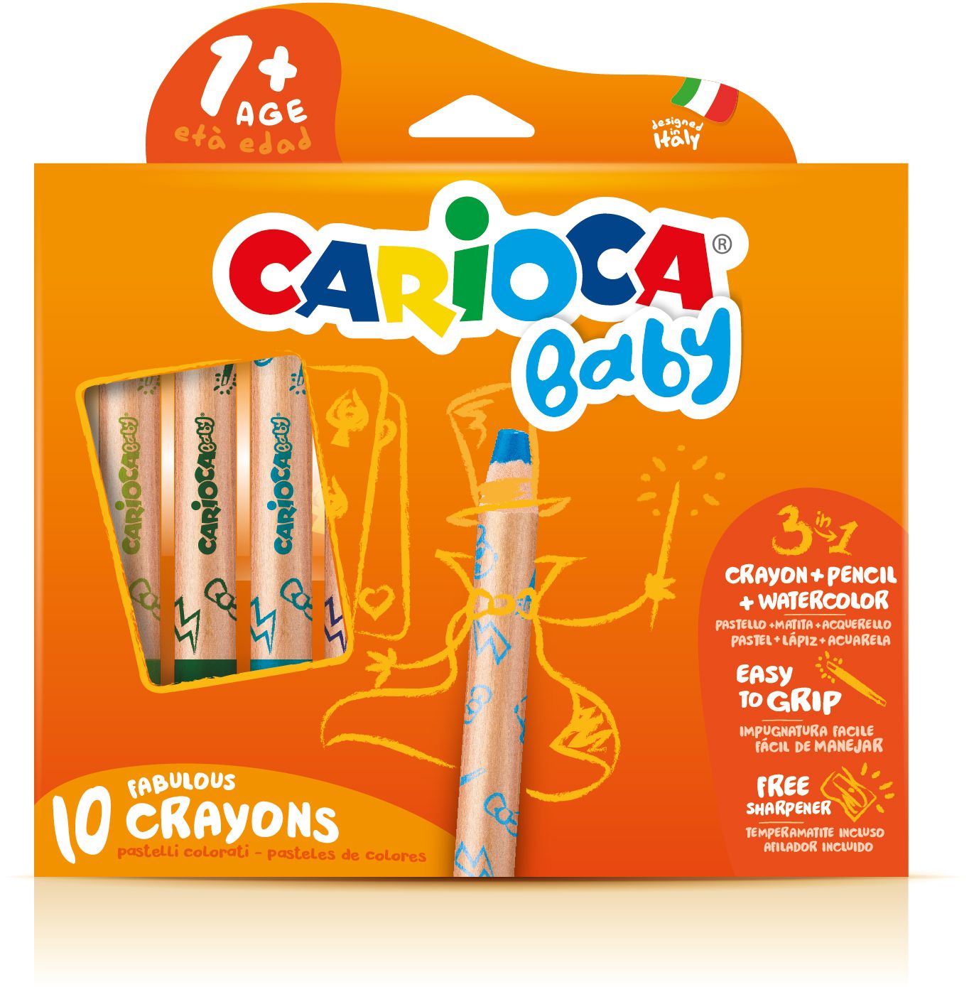 Creioane colorate, 3 in 1, 10 culori/cutie, CARIOCA Baby ?ï?¿?½?Ã?¯?ï?¿?½?Â?¿?ï?¿?½?Â?½