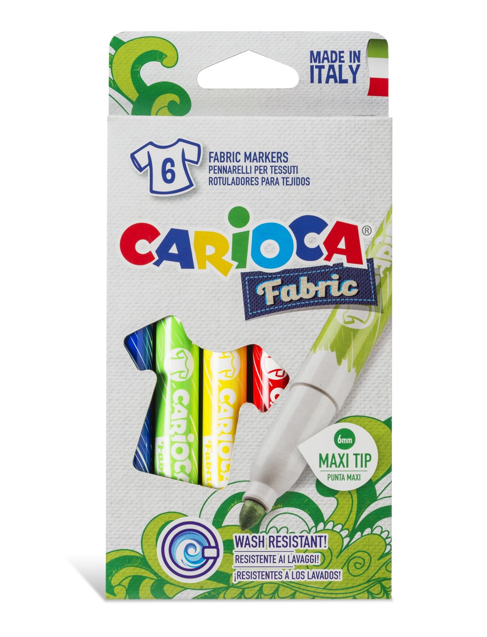 Carioca pentru textile, varf gros 6mm,  6 culori/cutie, CARIOCA CromaTex