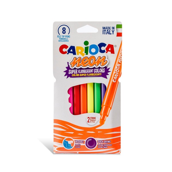 Carioca super lavabila, fluorescenta,  8 buc/cutie, CARIOCA Neon