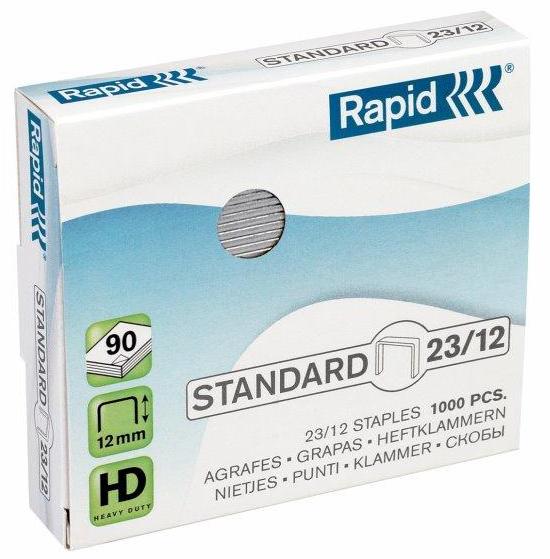 Capse RAPID Standard 23/12, 1000 buc/cutie - pentru 60-90 coli