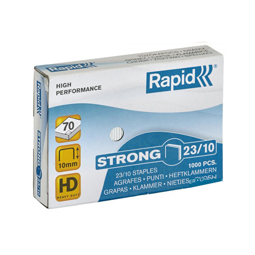 Capse RAPID Strong 23/10, 1000 buc/cutie - pentru 40-70 coli
