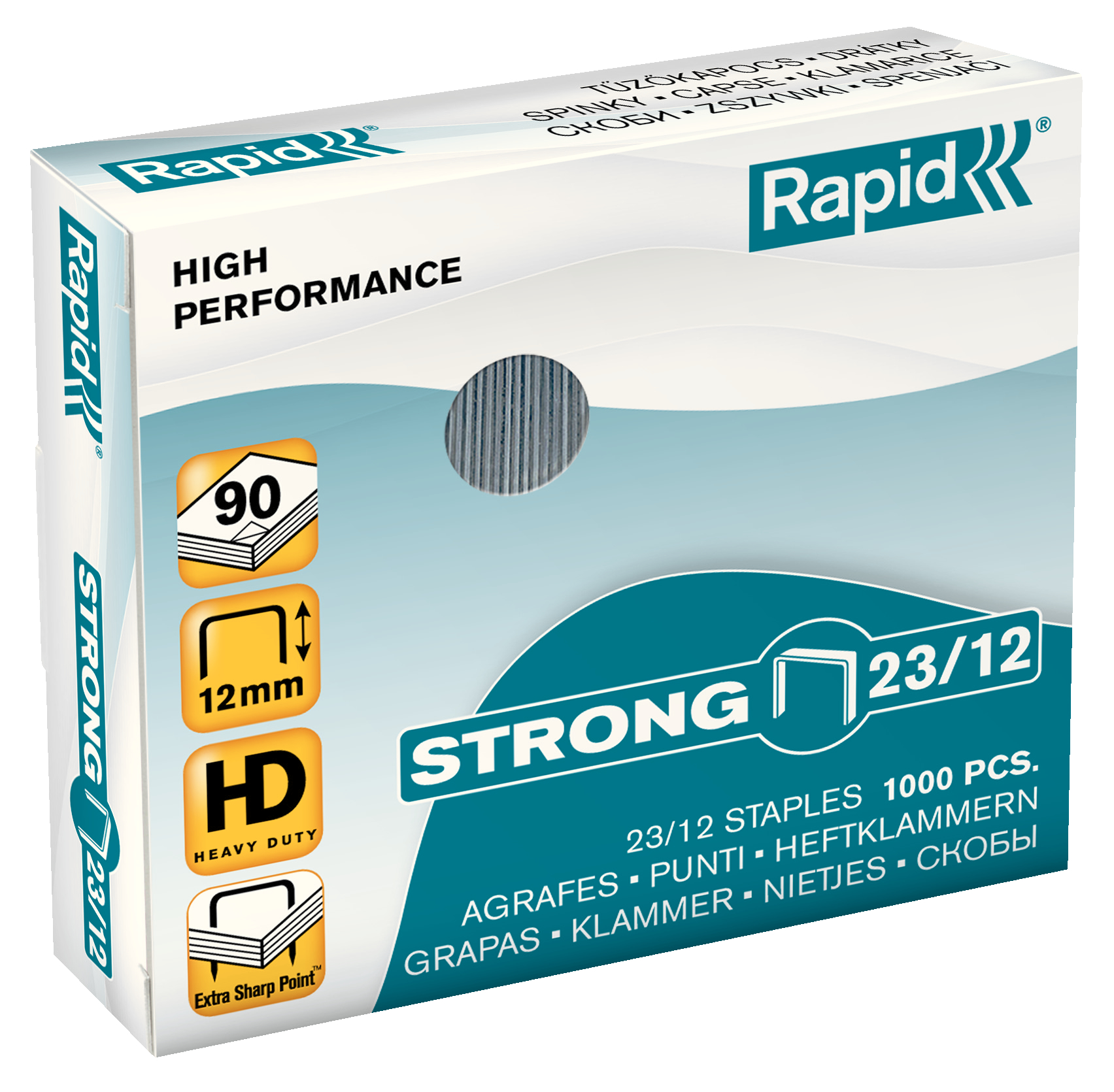 Capse RAPID Strong 23/12, 1000 buc/cutie - pentru 60-90 coli
