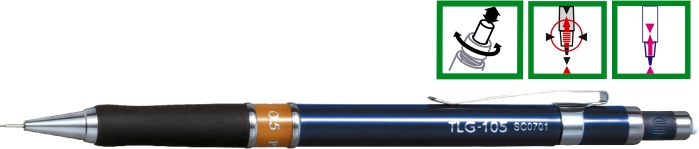 Creion mecanic profesional PENAC TLG-105, 0.5mm, con metalic cu varf cilindric fix - inel maro
