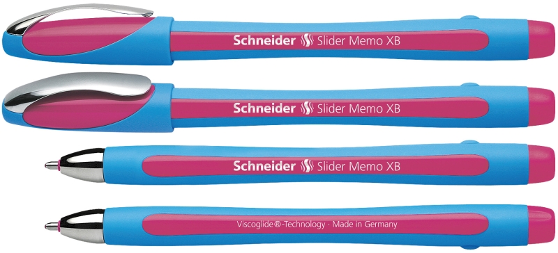 Pix SCHNEIDER Slider Memo XB, rubber grip, accesorii metalice - scriere roz