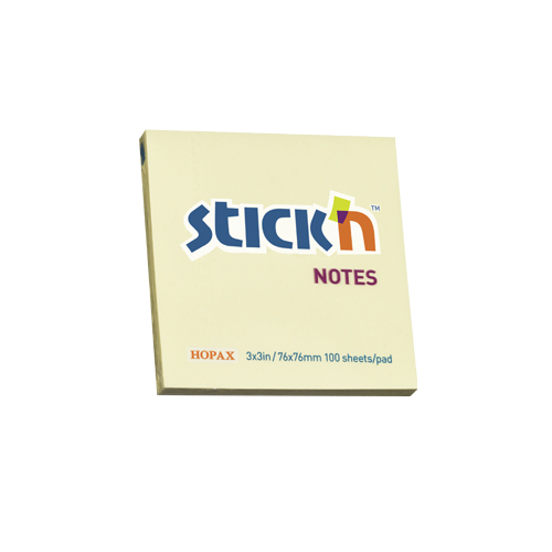 Notes autoadeziv 76 x  76 mm, 100 file, Stickn - galben pastel