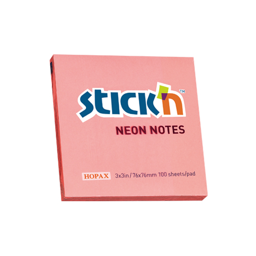 Notes autoadeziv 76 x  76 mm, 100 file, Stickn -  corai neon