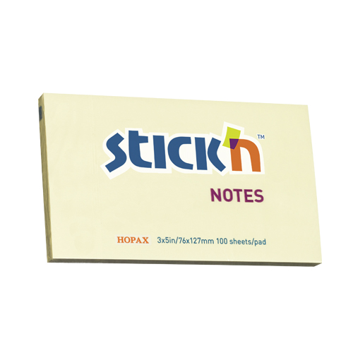 Notes autoadeziv 76 x 127 mm, 100 file, Stickn - galben pastel