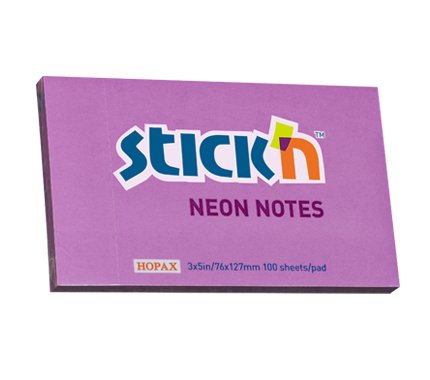 Notes autoadeziv 76 x 127 mm, 100 file, Stickn - mov neon