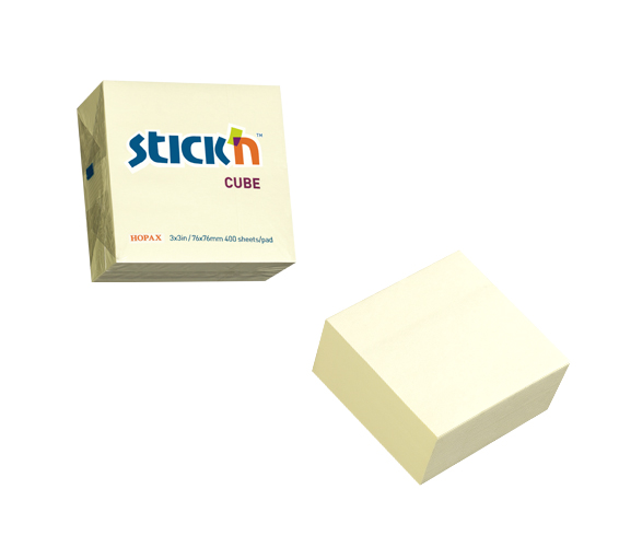 Cub notes autoadeziv 76 x 76 mm, 400 file, Stickn - galben pastel