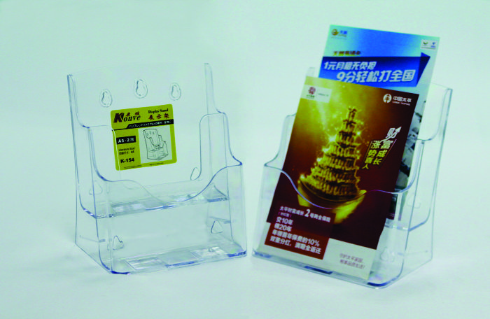 Display plastic pentru brosuri, de birou/perete, 2 x A5, KEJEA - transparent