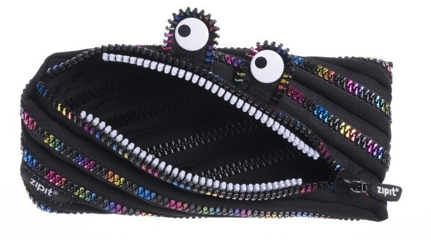 Penar cu fermoar, ZIPIT Monster Special Edition - negru cu dinti curcubeu