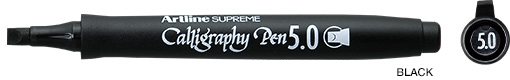 Marker ARTLINE Supreme Calligraphy, varf tesit din fetru 5.0mm - negru