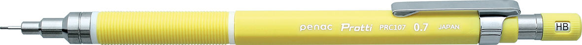 Creion mecanic profesional PENAC Protti PRC-107, 0.7mm, con metalic cu varf cilindric fix - galben