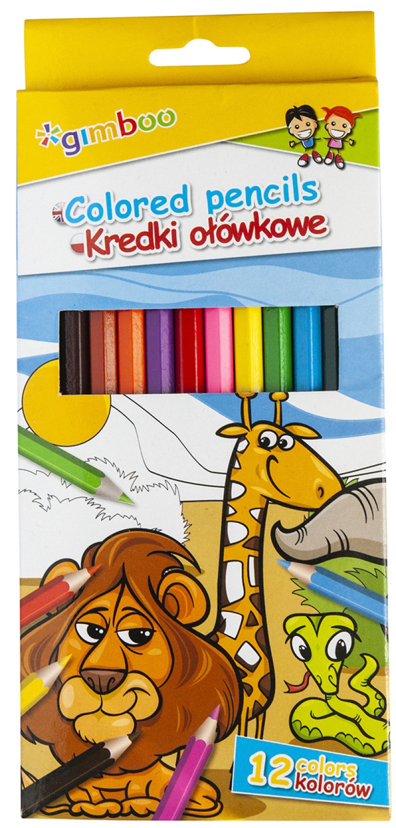 Creioane colorate, 12 culori/cutie, GIMBOO