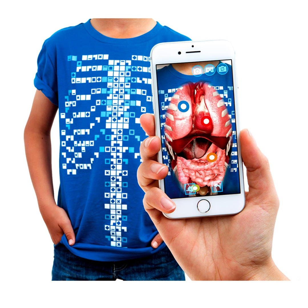 Tricou pentru adulti AR (Realitate Augmentata), Curiscope Virtuali Tee, Corpul uman, marimea M