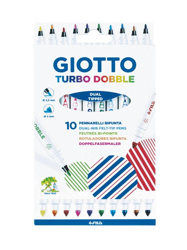 Carioca cu 2 capete, 10 culori/blister, GIOTTO Turbo Dobble