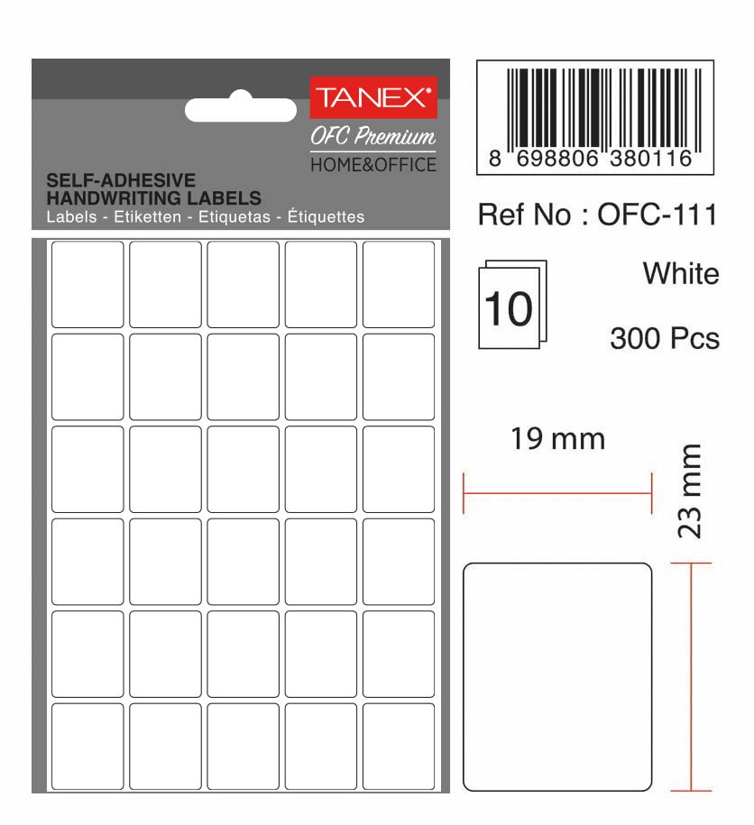 Etichete autoadezive albe, 19 x 23 mm, 320 buc/set, TANEX