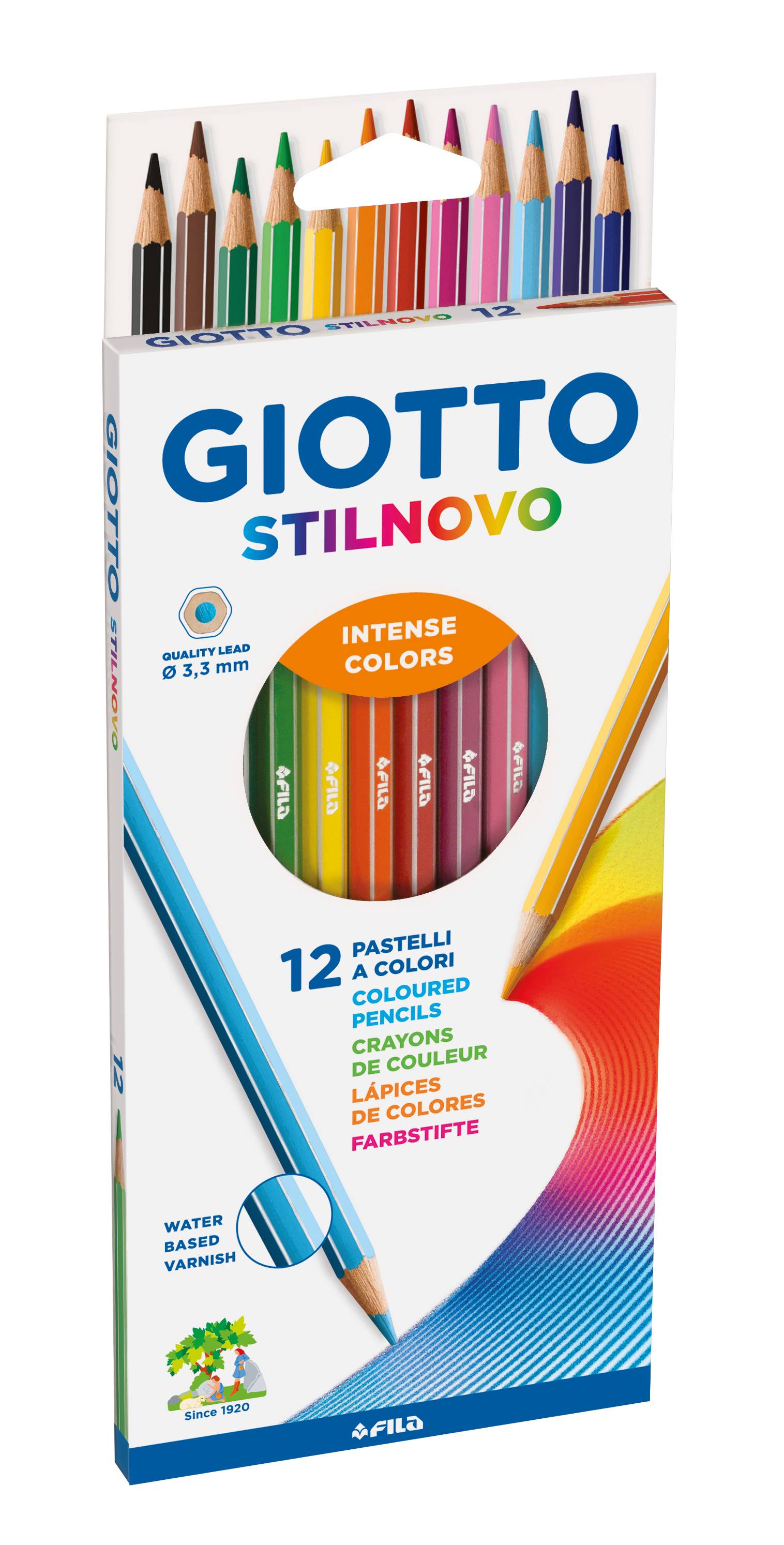 Creioane colorate 12 culori/cutie, GIOTTO Stilnovo